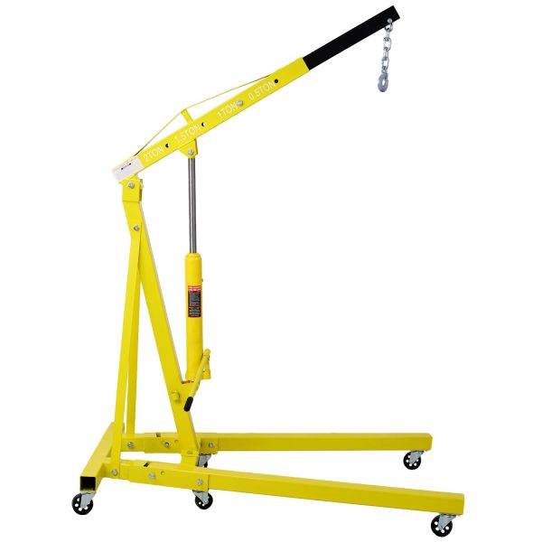 2 Ton Folding Engine Hoist Cherry Picker Shop Crane Hoist Lift, Heavy Duty Steel with 6 Iron Caster Wheels (yellow) Online now