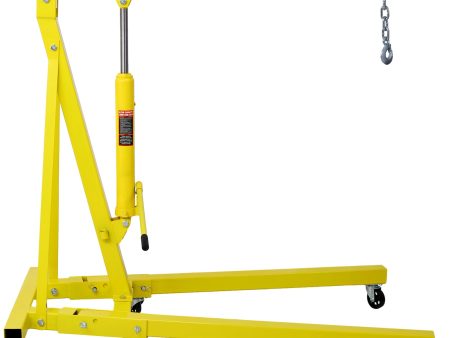 2 Ton Folding Engine Hoist Cherry Picker Shop Crane Hoist Lift, Heavy Duty Steel with 6 Iron Caster Wheels (yellow) Online now