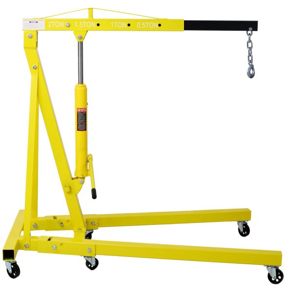 2 Ton Folding Engine Hoist Cherry Picker Shop Crane Hoist Lift, Heavy Duty Steel with 6 Iron Caster Wheels (yellow) Online now