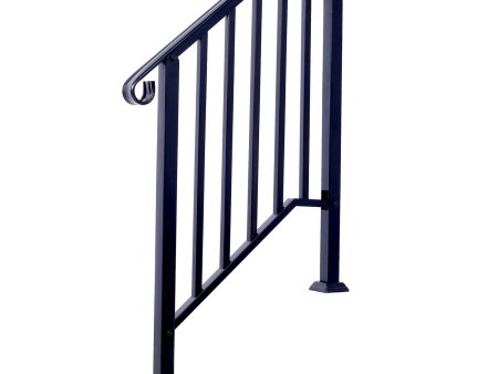 Handrails for Outdoor Steps, Fit 2 or 3 Steps Outdoor Stair Railing, Picket#2 Wrought Iron Handrail, Flexible Porch Railing, Black Transitional Handrails for Concrete Steps or Wooden Stairs Sale