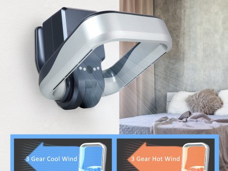 InfiniPower Wall Mounted Fan Bladeless with Remote Controller, 2-in-1 No Leaf Heater & Fan Combo with Rotatable Head, 9-Hour Timing, 3 Gear Normal & Heating Airflow Adjustable, Grey, 15.7   Supply