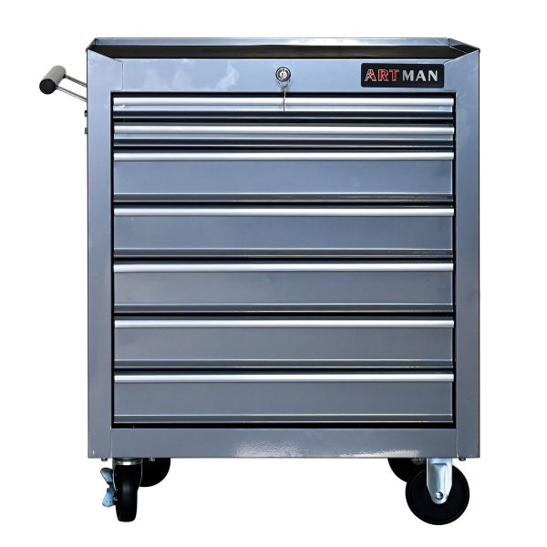 7 DRAWERS MULTIFUNCTIONAL TOOL CART WITH WHEELS-SILVER Cheap