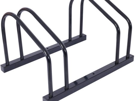 2 Bikes Floor Bike Stand, Bike Parking Rack Garage Bike Storage Stand Indoor Outdoor 22-28  Wheel Stand, Max. Tire Width 2.15 ,black painted For Sale