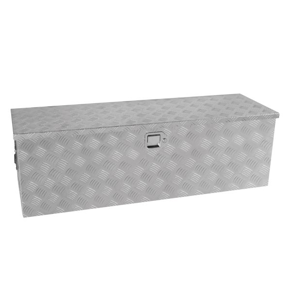 48 Inch Heavy Duty Silver Aluminum Stripes Plated Tool long Box Pick Up Truck Bed RV Trailer Toolbox Storage Organizer, Waterproof Underbody Tool Box Storage with Lock and Key (48 ×15.2 ×15.2 ) Supply