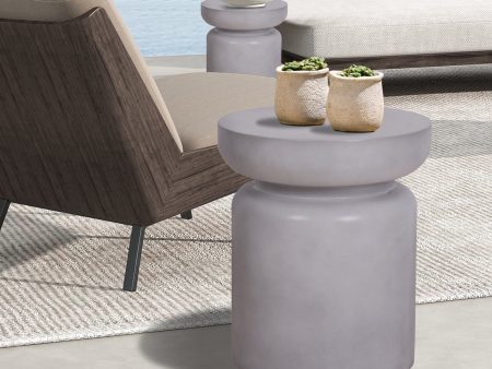 Faux Concrete Texture 17 Inch Height Accent Table For Indoor And Outdoor For Discount