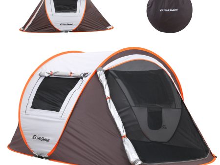 2 Person White  Brown Pop Up Camping Tent Supply