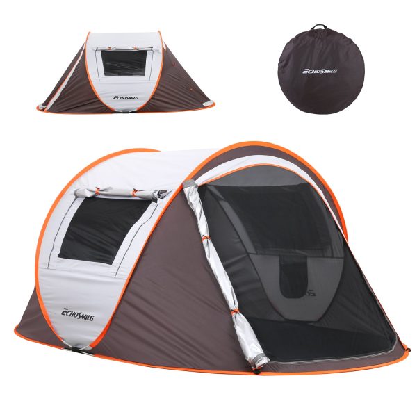 2 Person White  Brown Pop Up Camping Tent Supply