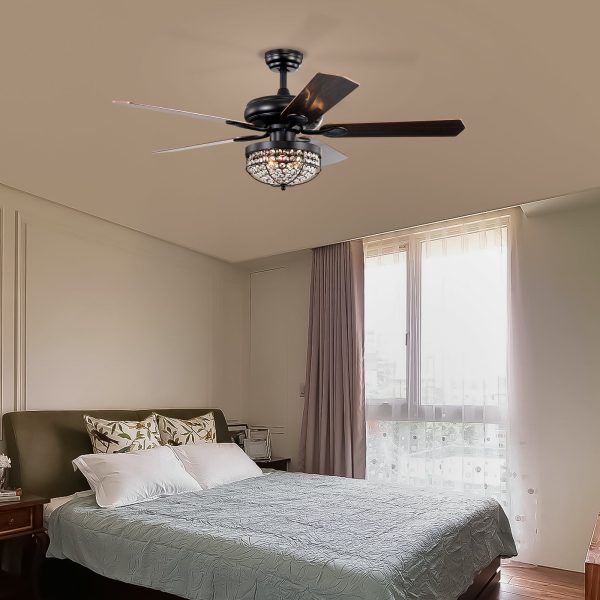 Modern Design Living Room 52 Inch  Decorative Crystal Chandelier Ceiling Fan With Light Online now