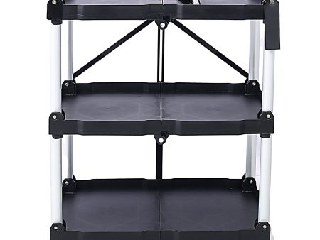 3 Layers Folding Collapsible Service Cart Pack-N-Roll Folding Collapsible Service Cart, Black, 50 Lb. Load Capacity per Shelf Hot on Sale