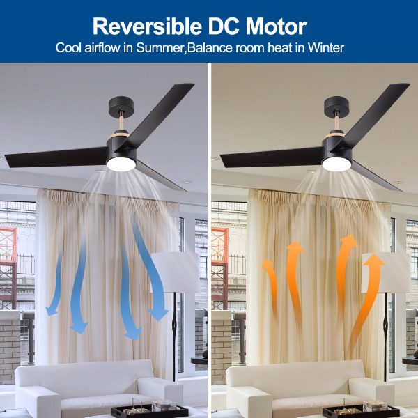 52 Inch Ceiling Fans with Lights Flush Mount,  Modern Ceiling Fan with Light and Remote Control - 3 Blades Indoor Outdoor Ceiling Fan Low Profile for Patio Farmhouse Bedroom Online now