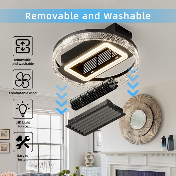 20inch Modern Leafless Ceiling Fan with Remote Control Removable and Washable, Reversible Motor Online now