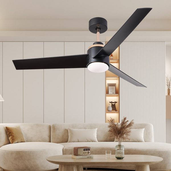 52 Inch Ceiling Fans with Lights Flush Mount,  Modern Ceiling Fan with Light and Remote Control - 3 Blades Indoor Outdoor Ceiling Fan Low Profile for Patio Farmhouse Bedroom Online now