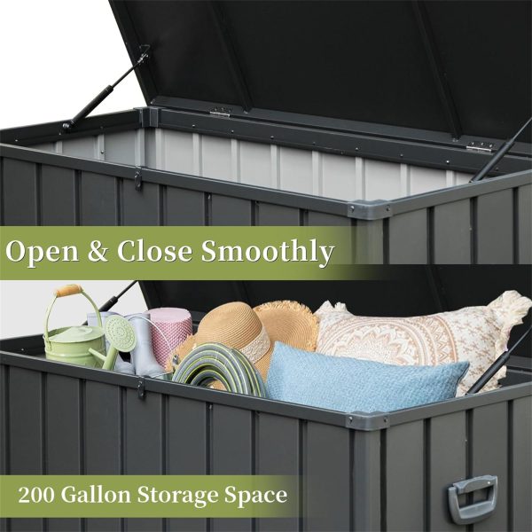 200 Gallon Outdoor Storage Deck Box Waterproof, Large Patio Storage Bin for Outside Cushions, Throw Pillows, Garden Tools, Lockable (Dark Gray) Online now