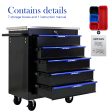 5 DRAWERS MULTIFUNCTIONAL TOOL CART WITH WHEELS-BLACK+BLUE on Sale