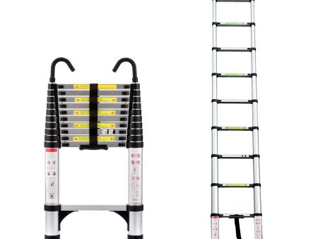 10.5ft (about 3.2m) retractable ladder, multi-functional foldable ladder, with hook, aluminum retractable ladder, suitable for daily use of RV, attic, home, 330 pounds Discount