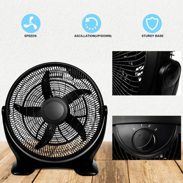 Simple Deluxe 20 Inch 3-Speed Plastic Floor Fans Oscillating Quiet for Home Commercial, Residential, and Greenhouse Use, Outdoor Indoor, Black Discount