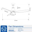 52 inch indoor black ceiling fan with LED light Online