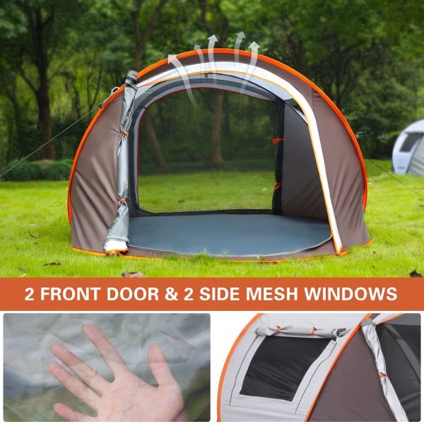 2 Person White  Brown Pop Up Camping Tent Supply