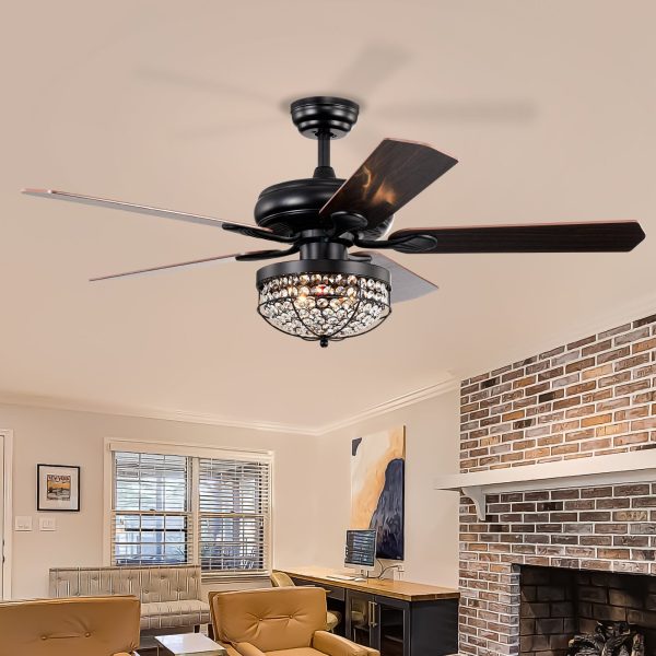 Modern Design Living Room 52 Inch  Decorative Crystal Chandelier Ceiling Fan With Light Online now