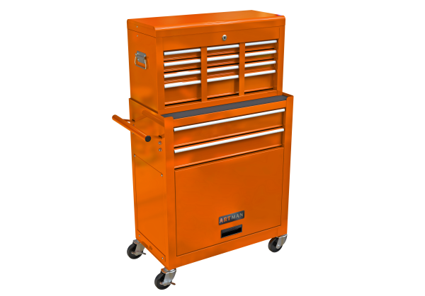 High Capacity Rolling Tool Chest with Wheels and Drawers, 8-Drawer Tool Storage Cabinet--ORANGE For Cheap