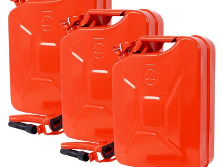 20 Liter (5 Gallon) Jerry Fuel Can with Flexible Spout, Portable Jerry Cans Fuel Tank Steel Fuel Can, Fuels Gasoline Cars, Trucks, Equipment,  RED 3pcs set on Sale