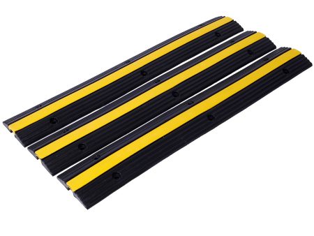 Cable Protector Ramp Rubber Speed Bumps 2 Pack of 1 Channel 6600Lbs Load Capacity with 12 Bolts Spike for Asphalt Concrete Gravel Driveway (1 Channel, 3 Pack) Hot on Sale