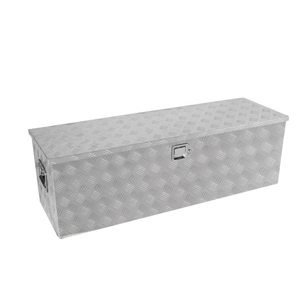 48 Inch Heavy Duty Silver Aluminum Stripes Plated Tool long Box Pick Up Truck Bed RV Trailer Toolbox Storage Organizer, Waterproof Underbody Tool Box Storage with Lock and Key (48 ×15.2 ×15.2 ) Supply