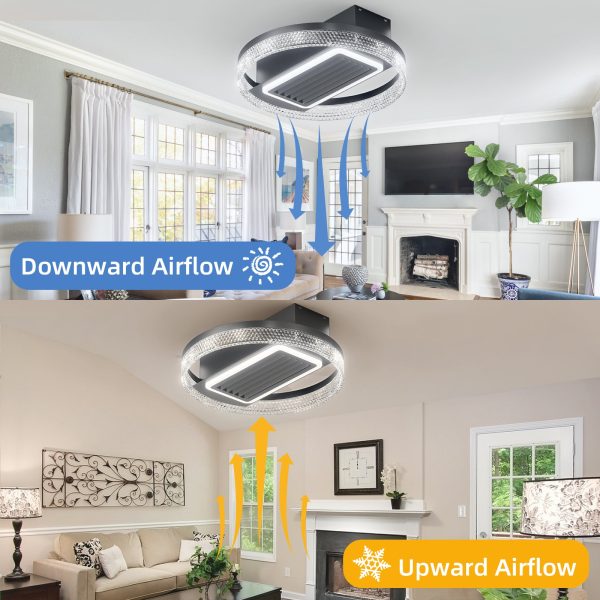 20inch Modern Leafless Ceiling Fan with Remote Control Removable and Washable, Reversible Motor Online now