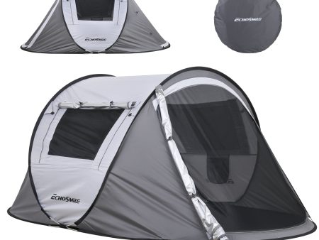 2 Person White + Gray Pop Up Camping Tent Discount