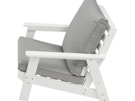 HIPS All-Weather Outdoor Single Sofa with Cushion, White Grey Online now