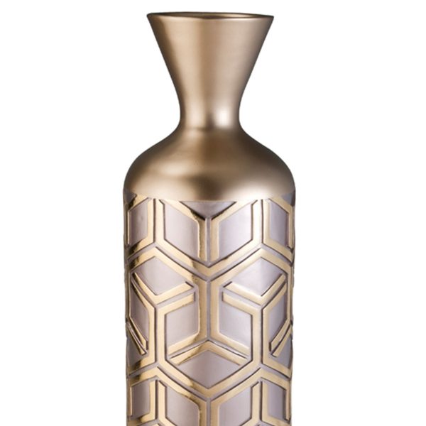 22  Tall Polyresin Decorative Vase, Weave Rose Gold Design Online Sale