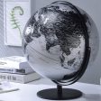 20.5  Tall-black and Silver Globe with 3D Mountain Landscape Supply