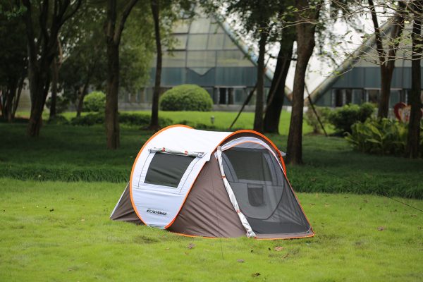 2 Person White  Brown Pop Up Camping Tent Supply