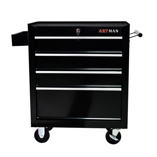 4 DRAWERS MULTIFUNCTIONAL TOOL CART WITH WHEELS-BLACK For Discount