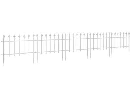 Outsunny Metal Decorative Garden Fence, 9.2  x 17.25  5 Pack Steel Fence Panels, Decorative Border Fence for Landscape, Flower Bed, Yard Decor, Animal Barrier, White Online now