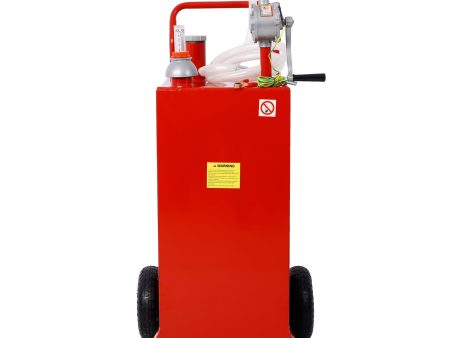 30 Gallon Gas Caddy With Wheels, Fuel Transfer Tank Gasoline Diesel Can Reversible Rotary Hand Siphon Pump, Fuel Storage Tank For Automobiles ATV Car Mowers Tractors Boat Motorcycle(Red) Fashion