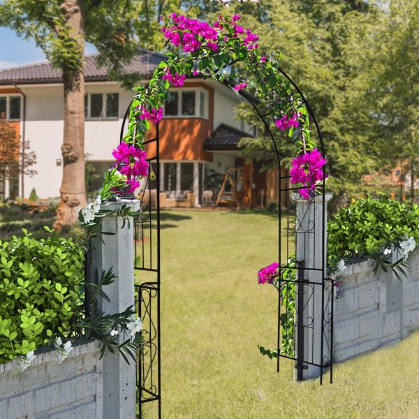 Metal Garden Arch W55   x H94.5   Garden Arbor Trellis Climbing Plants Support Rose Arch Outdoor Arch Black Hot on Sale