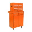 Detachable 5 Drawer Tool Chest with Bottom Cabinet and One Adjustable Shelf--Orange Supply