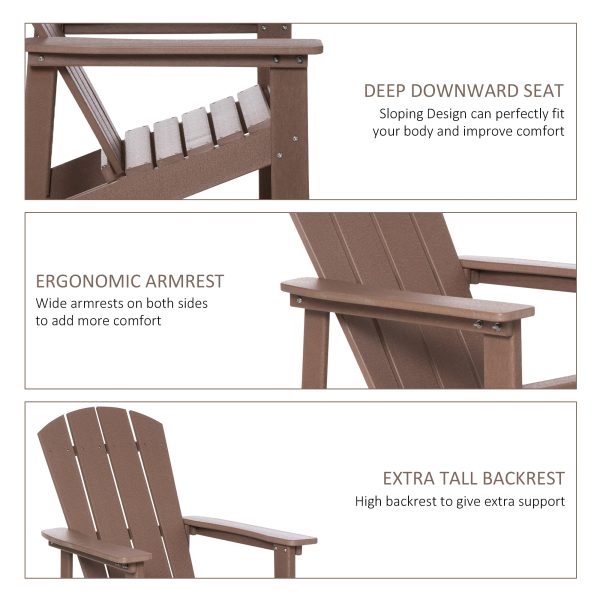 Adirondack Chair, Faux Wood Patio & Fire Pit Chair, Weather Resistant HDPE for Deck, Outside Garden, Porch, Backyard, Brown Online Hot Sale