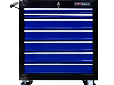 7 DRAWERS MULTIFUNCTIONAL TOOL CART WITH WHEELS-BLACK+BLUE For Cheap