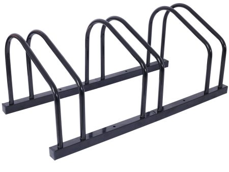 3 Bikes Floor Bike Stand, Bike Parking Rack Garage Bike Storage Stand Indoor Outdoor 22-28  Wheel Stand, Max. Tire Width 2.15 ,black painted For Sale