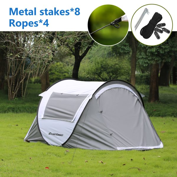 2 Person White + Gray Pop Up Camping Tent Discount