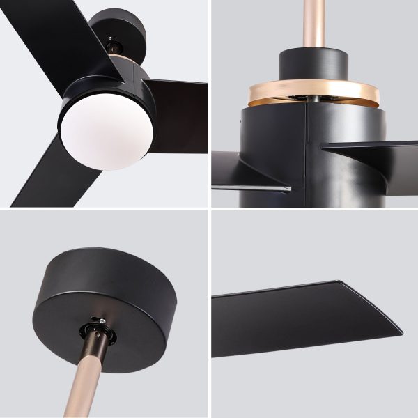 52 Inch Ceiling Fans with Lights Flush Mount,  Modern Ceiling Fan with Light and Remote Control - 3 Blades Indoor Outdoor Ceiling Fan Low Profile for Patio Farmhouse Bedroom Online now