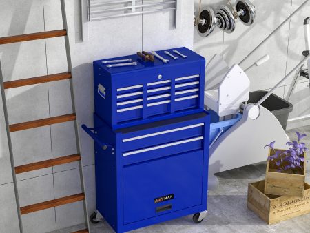 High Capacity Rolling Tool Chest with Wheels and Drawers, 8-Drawer Tool Storage Cabinet--BLUE Sale