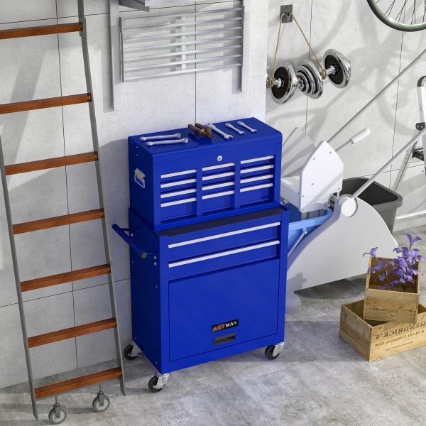 High Capacity Rolling Tool Chest with Wheels and Drawers, 8-Drawer Tool Storage Cabinet--BLUE Sale