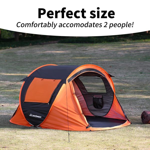 2 Person Black + Orange Pop Up Camping Tent Online Sale