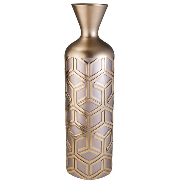 22  Tall Polyresin Decorative Vase, Weave Rose Gold Design Online Sale