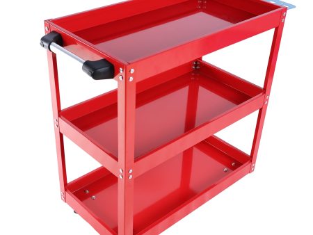 Tool Cart on Wheels, 3 Tier Rolling Mechanic Tool Cart, Heavy Duty Steel Utility Cart w Lockable Wheels, 450 LBS Capacity Industrial Service Cart for Garage, Warehouse, Workshop (Bright Red) Online