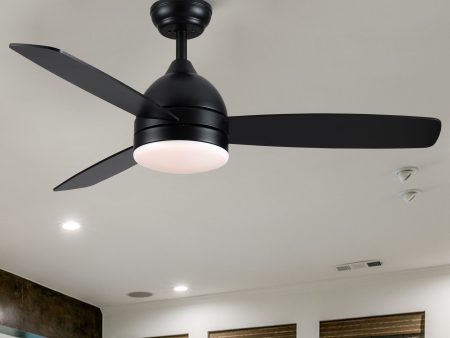 Smart 48 in. integrated LED Balck Ceiling Fan with Remote Contorl and Plywood Blades Online Sale