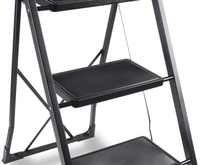 YSSOA 3 Step Ladder, Folding Step Stool with Wide Anti-Slip Pedal, 330 lbs Sturdy Steel Ladder, Convenient Handgrip, Lightweight, Portable Steel Step Stool, Black (HILADDFOLD3B) Fashion